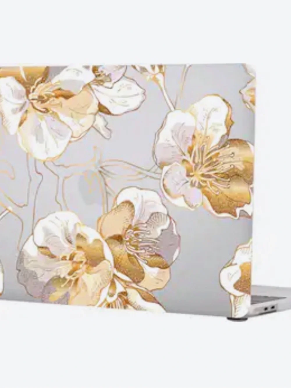 Clear Floral Laptop Case Cover Shell for 13” 13.6” inch MacBook Air Gold Floral